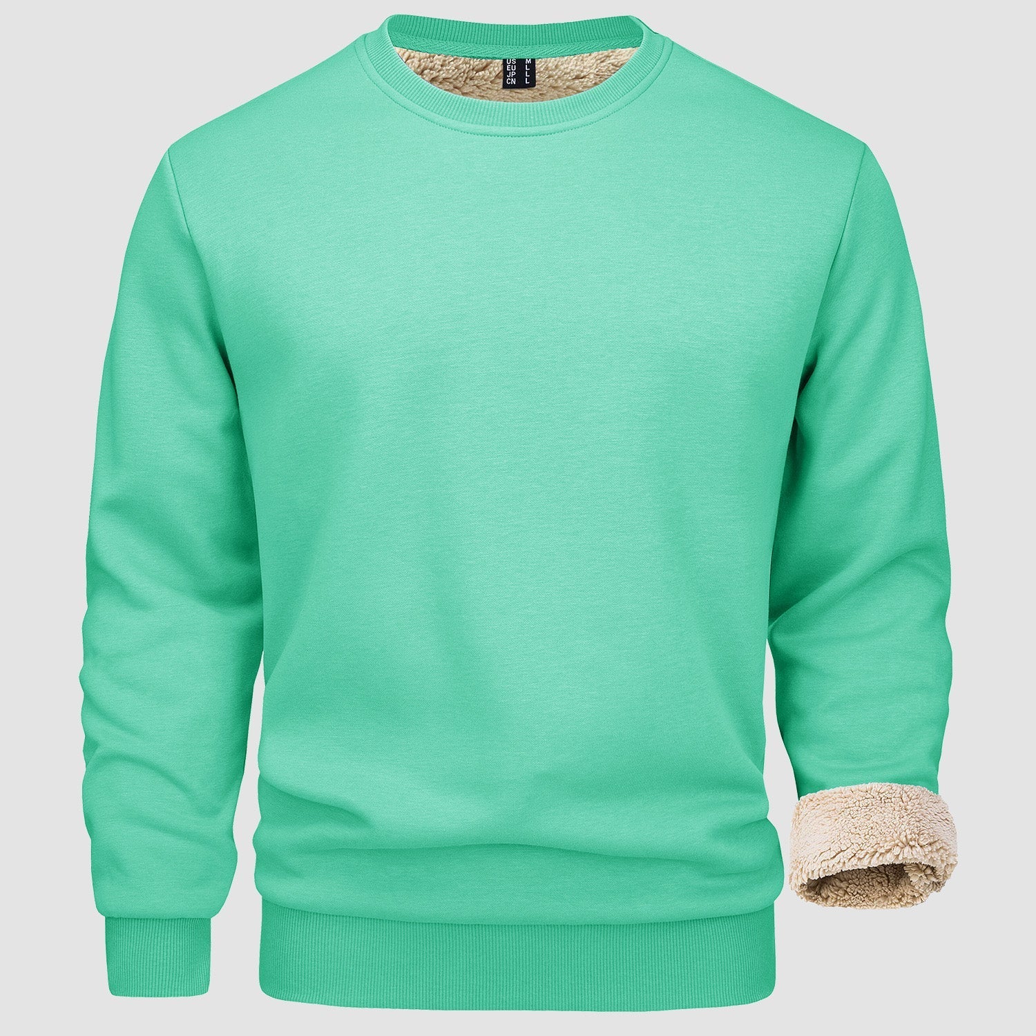 Sweatshirt - Warm - Crew Neck - Winter Pullover - Fleece Lined Sweatshirts for Men-Sweater-Chaps Herrenmode-Mint Green-S-Chaps of London