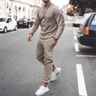 Sweatshirt and Jogger Set | Casual | Tracksuit | Two-Piece Set | Men's Clothing-Southern Taylor-Khaki-S-Chaps of London