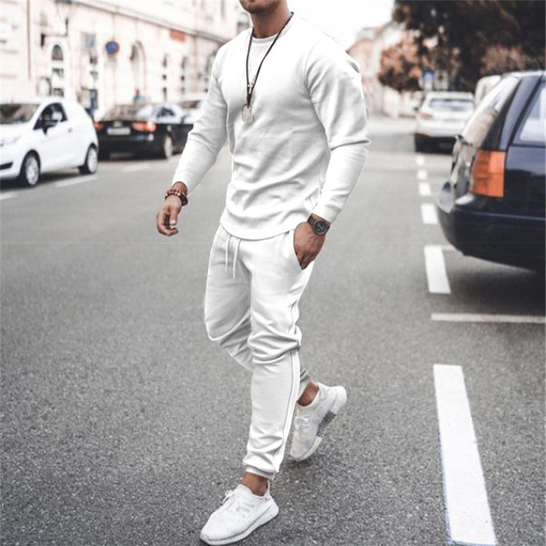 Sweatshirt and Jogger Set | Casual | Tracksuit | Two-Piece Set | Men's Clothing-Southern Taylor-White-S-Chaps of London