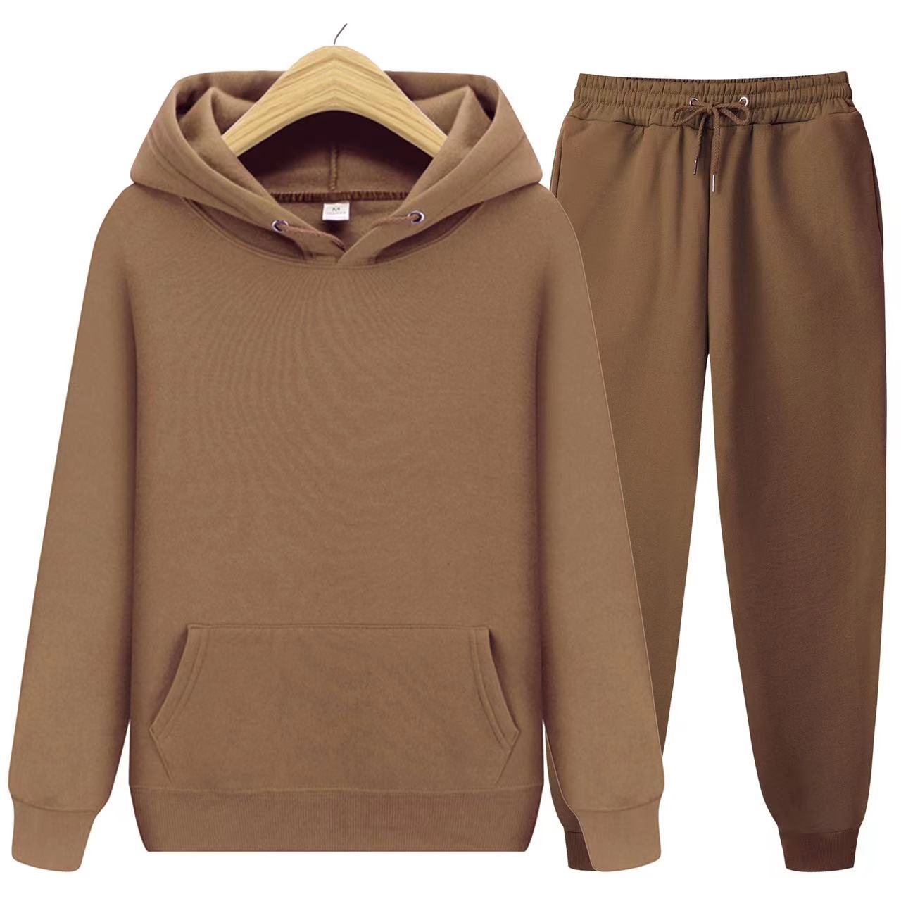 Sweatsuit - Comfy - Two-Piece - Hoodie Jogger Set - Men's Jogging Suit Sets-Chaps of London-Brown-S-Chaps of London