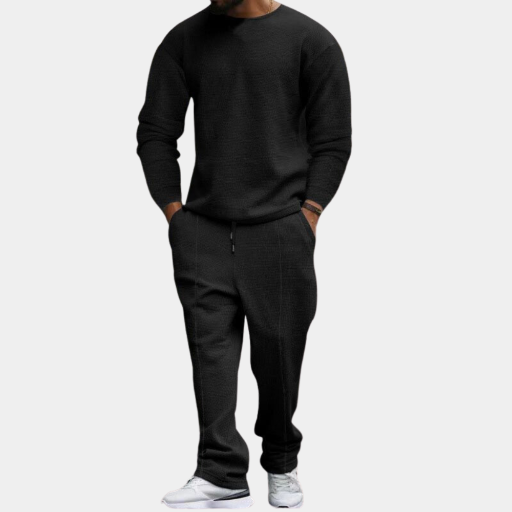 Sweatsuit | Long Sleeve | Straight Leg | Sweatshirt and Joggers Set | Men's Jogging Suit Sets-Fashion Men Tracksuit All-year-Chaps of London-Black-M-Chaps of London