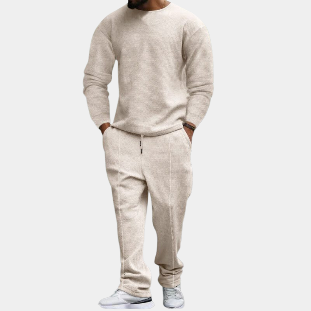 Sweatsuit | Long Sleeve | Straight Leg | Sweatshirt and Joggers Set | Men's Jogging Suit Sets-Fashion Men Tracksuit All-year-Chaps of London-Khaki-M-Chaps of London