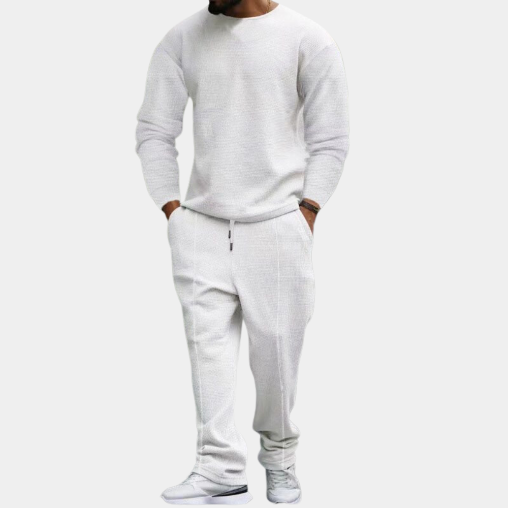 Sweatsuit | Long Sleeve | Straight Leg | Sweatshirt and Joggers Set | Men's Jogging Suit Sets-Fashion Men Tracksuit All-year-Chaps of London-White-M-Chaps of London