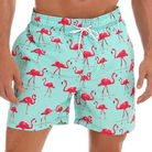 Swim Shorts - Drawstring - Printed - Board Shorts - Men's Clothing-Men Summer Short-Chaps of London-Blue Flamingo-S-Chaps of London