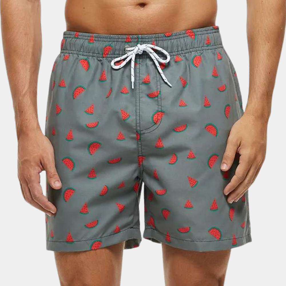 Swim Shorts - Drawstring - Printed - Board Shorts - Men's Clothing-Men Summer Short-Chaps of London-Watermelon-S-Chaps of London