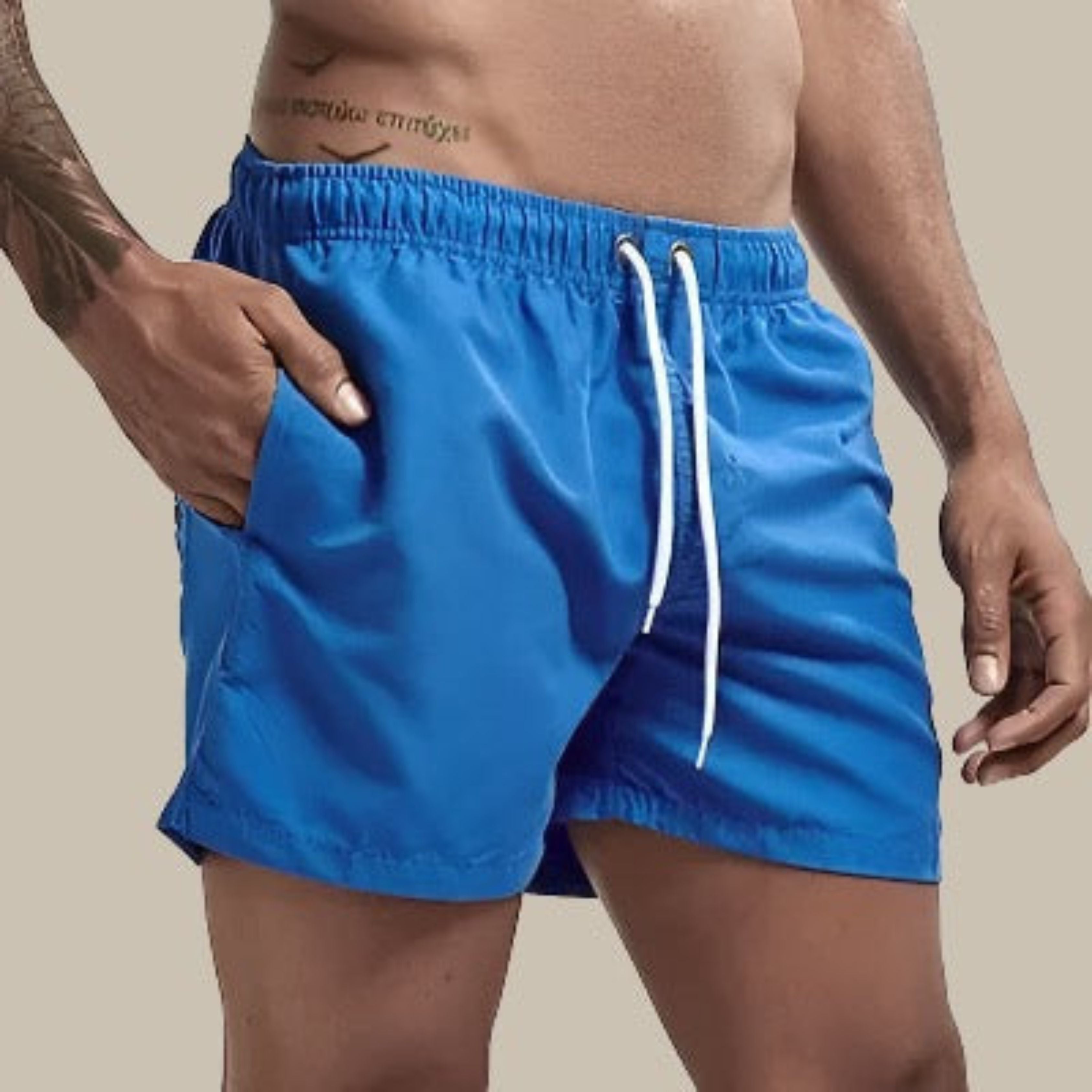 Swim Shorts - Elastic Waist - Quick Dry - Guys Swim Trunks - Men's Swimwear-Swimwear Shorts-Chaps of London-Blue-M-Chaps of London