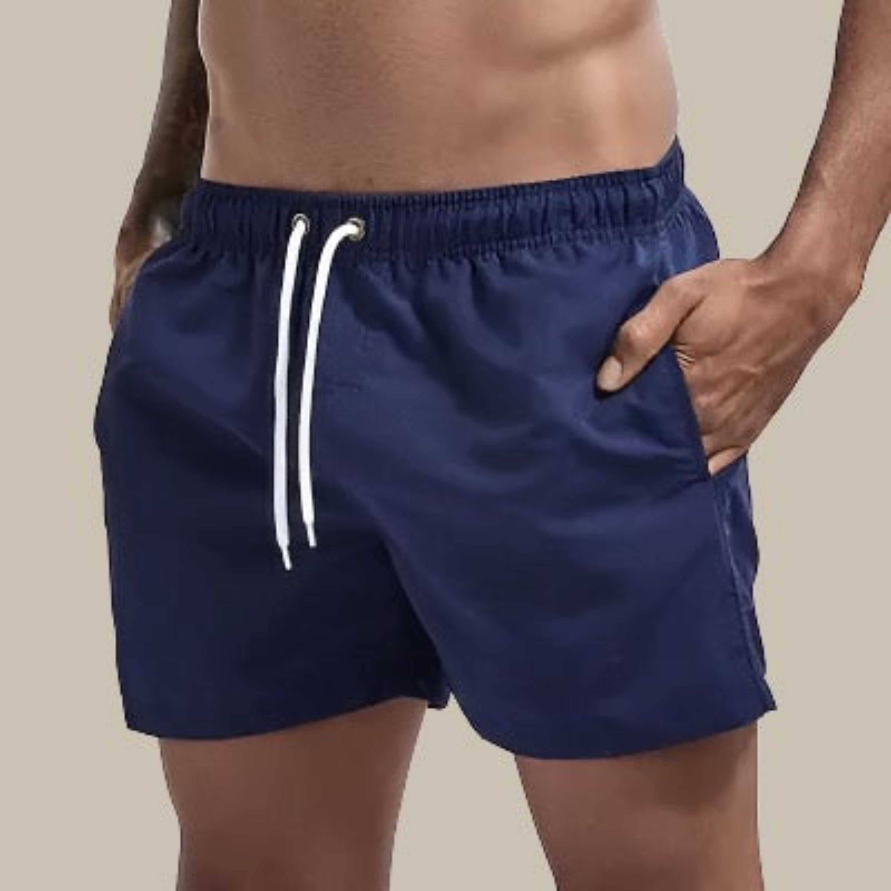 Swim Shorts - Elastic Waist - Quick Dry - Guys Swim Trunks - Men's Swimwear-Swimwear Shorts-Chaps of London-Dark Blue-M-Chaps of London