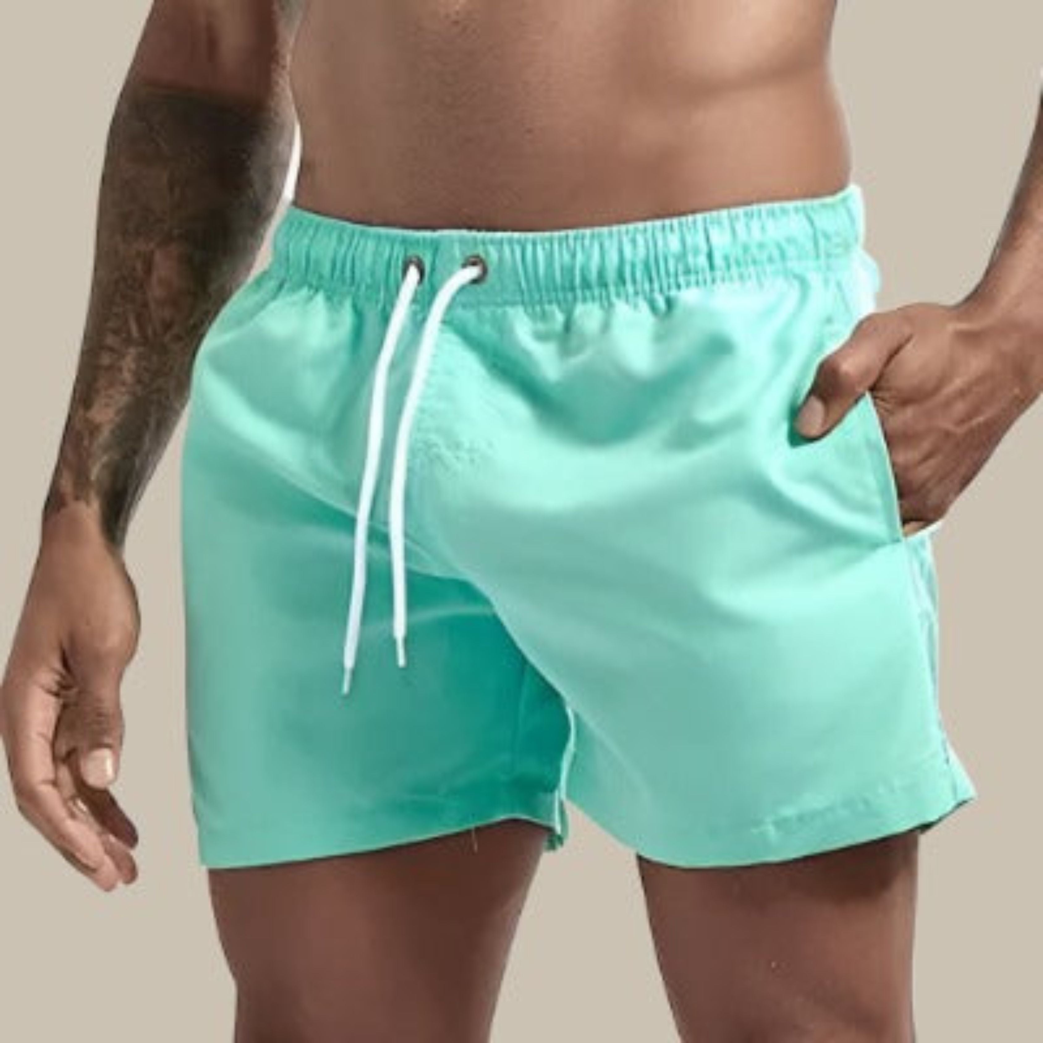 Swim Shorts - Elastic Waist - Quick Dry - Guys Swim Trunks - Men's Swimwear-Swimwear Shorts-Chaps of London-Sky Blue-M-Chaps of London