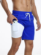 Swim Shorts - Men's Drawstring Quick Dry 2-in-1 Board Shorts-Chaps of London-Blue-S-Chaps of London