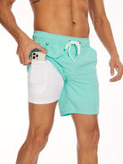 Swim Shorts - Men's Drawstring Quick Dry 2-in-1 Board Shorts-Chaps of London-Lake Blue-S-Chaps of London