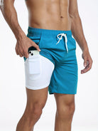 Swim Shorts - Men's Drawstring Quick Dry 2-in-1 Board Shorts-Chaps of London-Sea Blue-S-Chaps of London