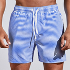 Swim Shorts | Striped | Elastic Waist | Swim Trunks | Men Beach Shorts-Chaps of London-Blue-S-Chaps of London