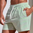 Swim Shorts | Striped | Elastic Waist | Swim Trunks | Men Beach Shorts-Chaps of London-Green-S-Chaps of London