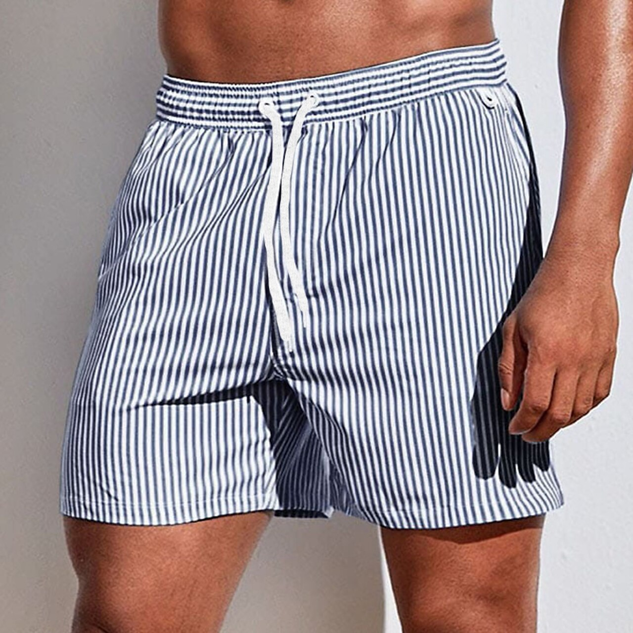 Swim Shorts | Striped | Elastic Waist | Swim Trunks | Men Beach Shorts-Chaps of London-Grey-S-Chaps of London