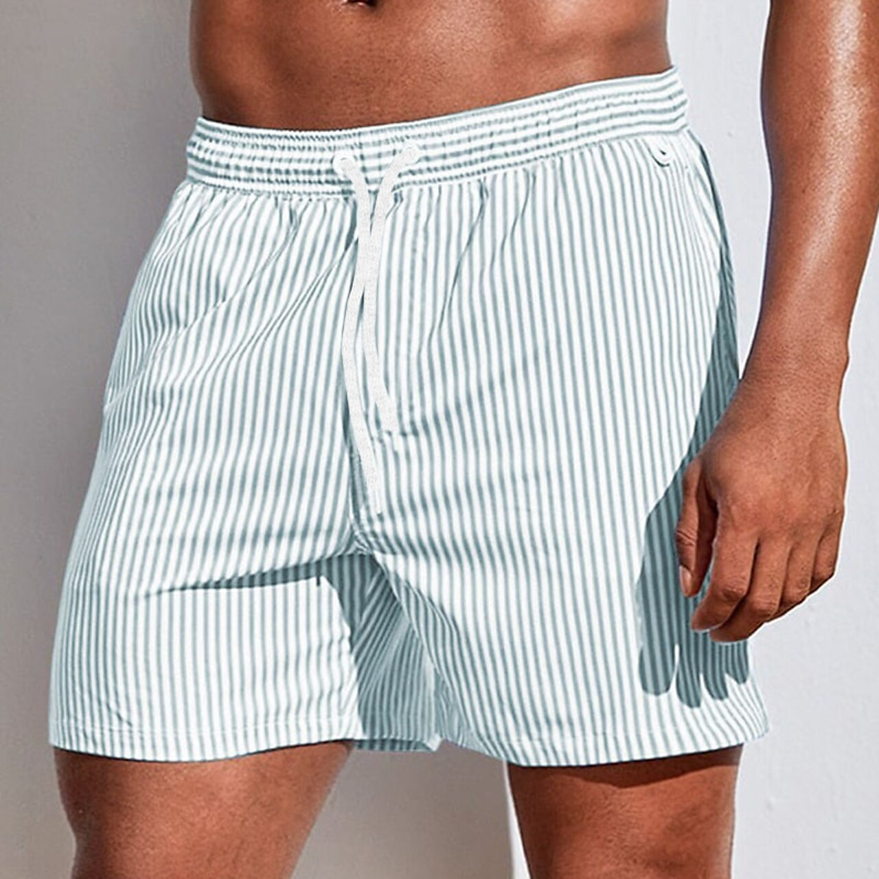 Swim Shorts | Striped | Elastic Waist | Swim Trunks | Men Beach Shorts-Chaps of London-Light Green-S-Chaps of London