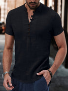 T-Shirt - Lightweight - Button Front - Summer Shirt - Men's Clothing-Men Shirt-Chaps of London-Black-S-Chaps of London