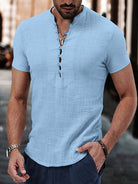 T-Shirt - Lightweight - Button Front - Summer Shirt - Men's Clothing-Men Shirt-Chaps of London-Light Blue-S-Chaps of London