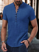 T-Shirt - Lightweight - Button Front - Summer Shirt - Men's Clothing-Men Shirt-Chaps of London-Navy Blue-S-Chaps of London