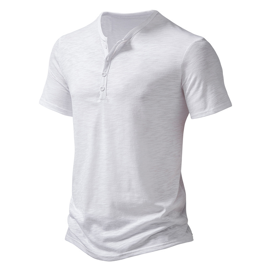 T-Shirt | Lightweight | Button Neck | Summer Shirt | Men's Clothing-Chaps of London-White-S-Chaps of London