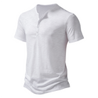 T-Shirt | Lightweight | Button Neck | Summer Shirt | Men's Clothing-Chaps of London-White-S-Chaps of London