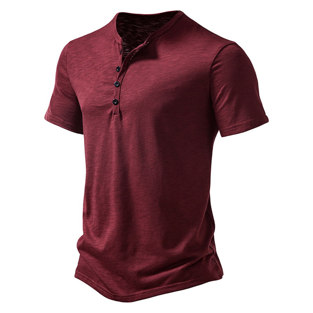 T-Shirt | Lightweight | Button Neck | Summer Shirt | Men's Clothing-Chaps of London-Wine Red-S-Chaps of London