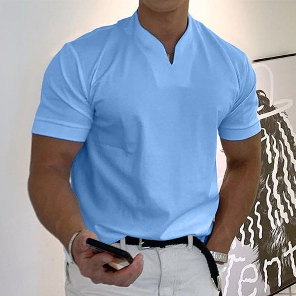 T-Shirt - Men's Breathable Short Sleeve Regular Fit T-Shirt-T-Shirts-Chaps of London-Blue-M-Chaps of London
