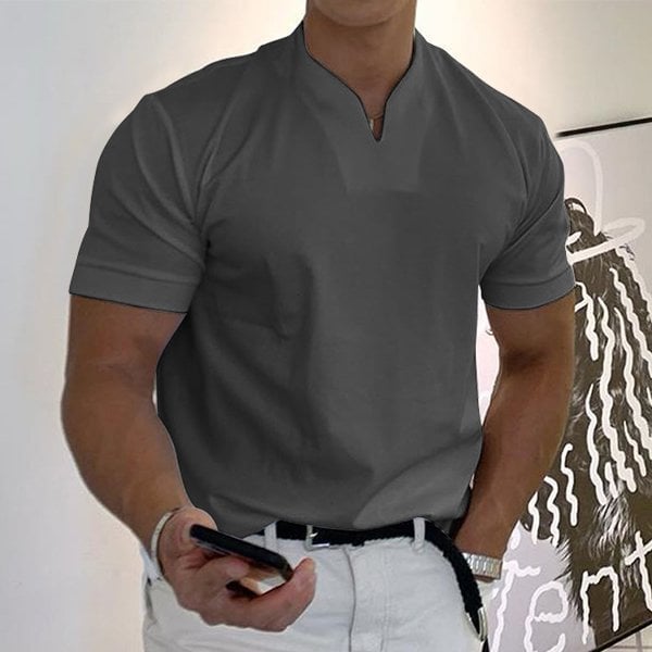 T-Shirt - Men's Breathable Short Sleeve Regular Fit T-Shirt-T-Shirts-Chaps of London-Gray-M-Chaps of London