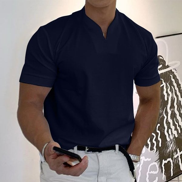 T-Shirt - Men's Breathable Short Sleeve Regular Fit T-Shirt-T-Shirts-Chaps of London-Navy Blue-M-Chaps of London