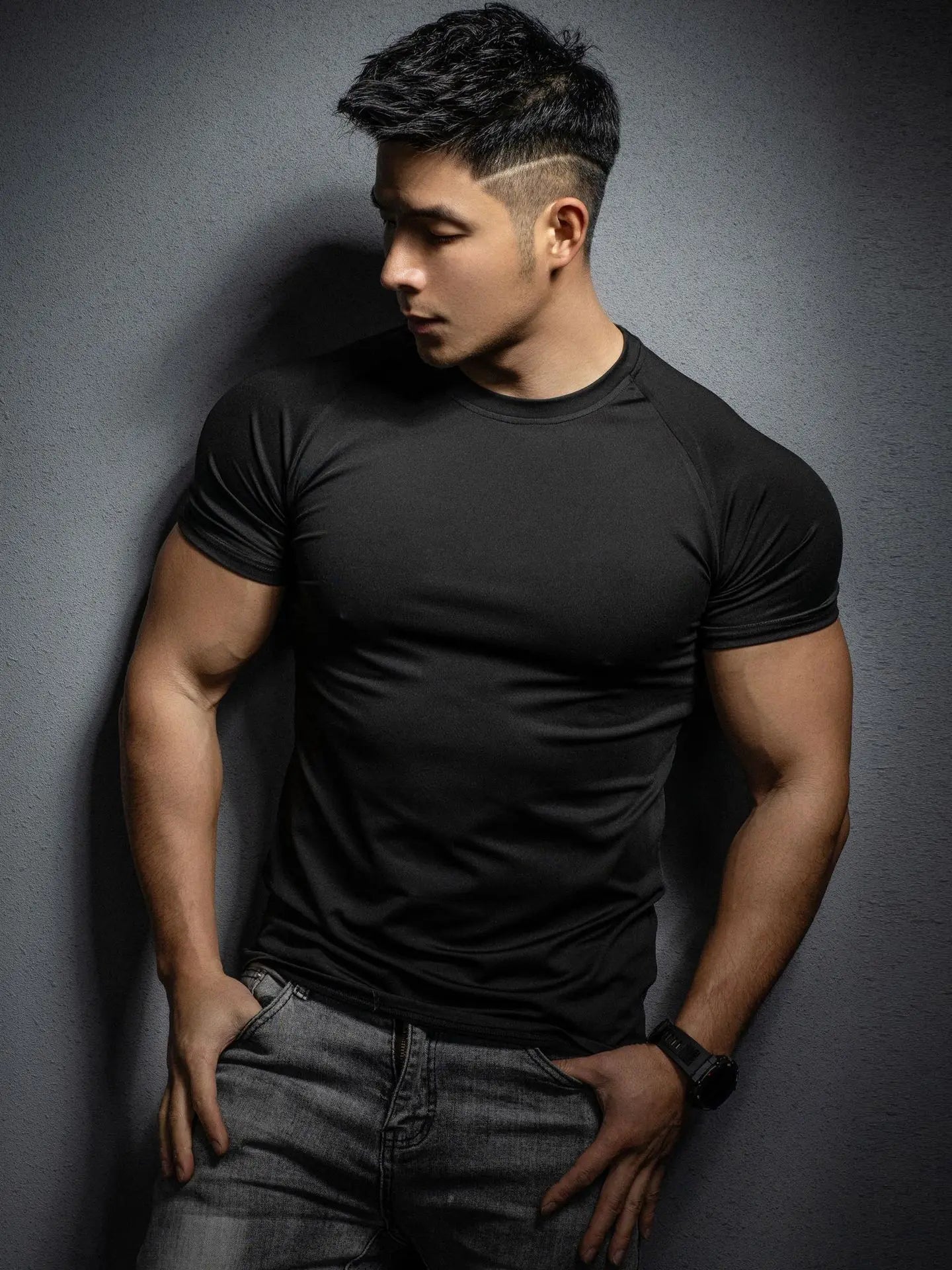 T-Shirt - Men's Short Sleeve Crew Neck Fitted T-Shirt-Men's Top-Chaps of London-Black-S-Chaps of London