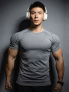T-Shirt - Men's Short Sleeve Crew Neck Fitted T-Shirt-Men's Top-Chaps of London-Light Gray-S-Chaps of London