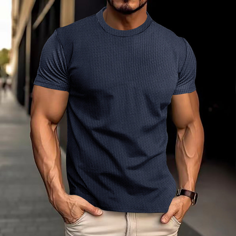 T-Shirt - Men's Short Sleeve Plain Crew Neck T-Shirt-Chaps of London-Dark Blue-S-Chaps of London