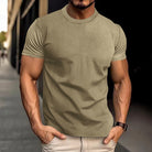 T-Shirt - Men's Short Sleeve Plain Crew Neck T-Shirt-Chaps of London-Khaki-S-Chaps of London