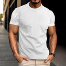 T-Shirt - Men's Short Sleeve Plain Crew Neck T-Shirt-Chaps of London-White-S-Chaps of London