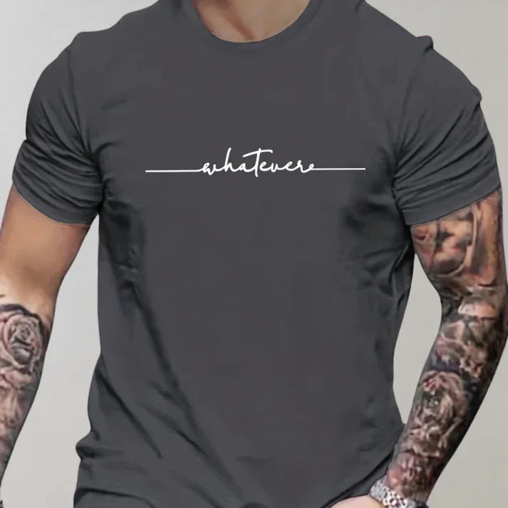 T-Shirt - Men's Short Sleeve Text Crew Neck T-Shirt-Chaps of London-Dark Grey-XS-Chaps of London