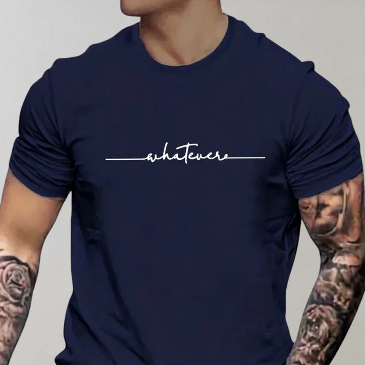 T-Shirt - Men's Short Sleeve Text Crew Neck T-Shirt-Chaps of London-Navy Blue-XS-Chaps of London