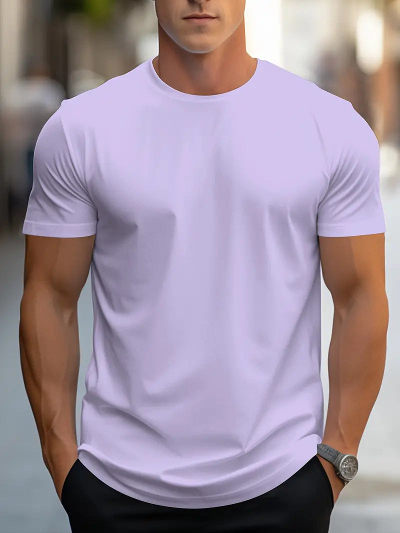 T-Shirt - Plain - Crew Neck - Basic T-Shirt - Men's Clothing-T-shirts-Chaps of London-Hellviolett-S-Chaps of London