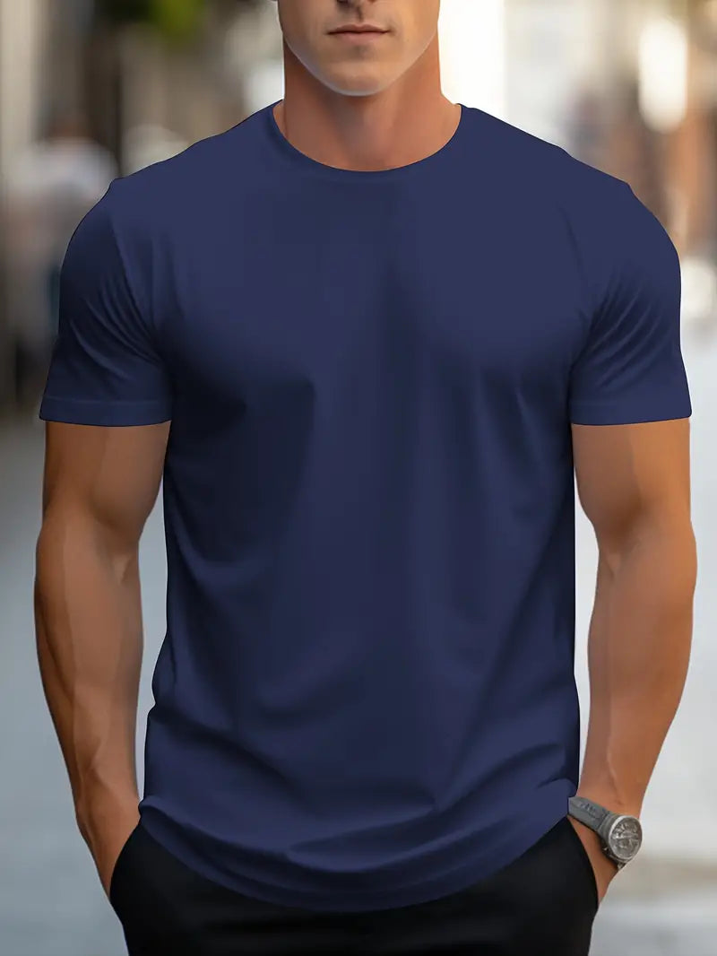 T-Shirt - Plain - Crew Neck - Basic T-Shirt - Men's Clothing-T-shirts-Chaps of London-Marineblau-S-Chaps of London