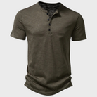 T-Shirt - Short Sleeve - V-neck - Half Buttoned Shirt - Men's T-Shirt -Chaps of London-Army Green-S-Chaps of London