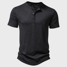 T-Shirt - Short Sleeve - V-neck - Half Buttoned Shirt - Men's T-Shirt -Chaps of London-Black-S-Chaps of London