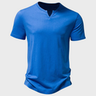 T-Shirt - Short Sleeve - V-neck - Half Buttoned Shirt - Men's T-Shirt -Chaps of London-Blue-S-Chaps of London