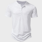 T-Shirt - Short Sleeve - V-neck - Half Buttoned Shirt - Men's T-Shirt -Chaps of London-White-S-Chaps of London