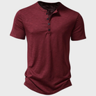 T-Shirt - Short Sleeve - V-neck - Half Buttoned Shirt - Men's T-Shirt -Chaps of London-Wine Red-S-Chaps of London