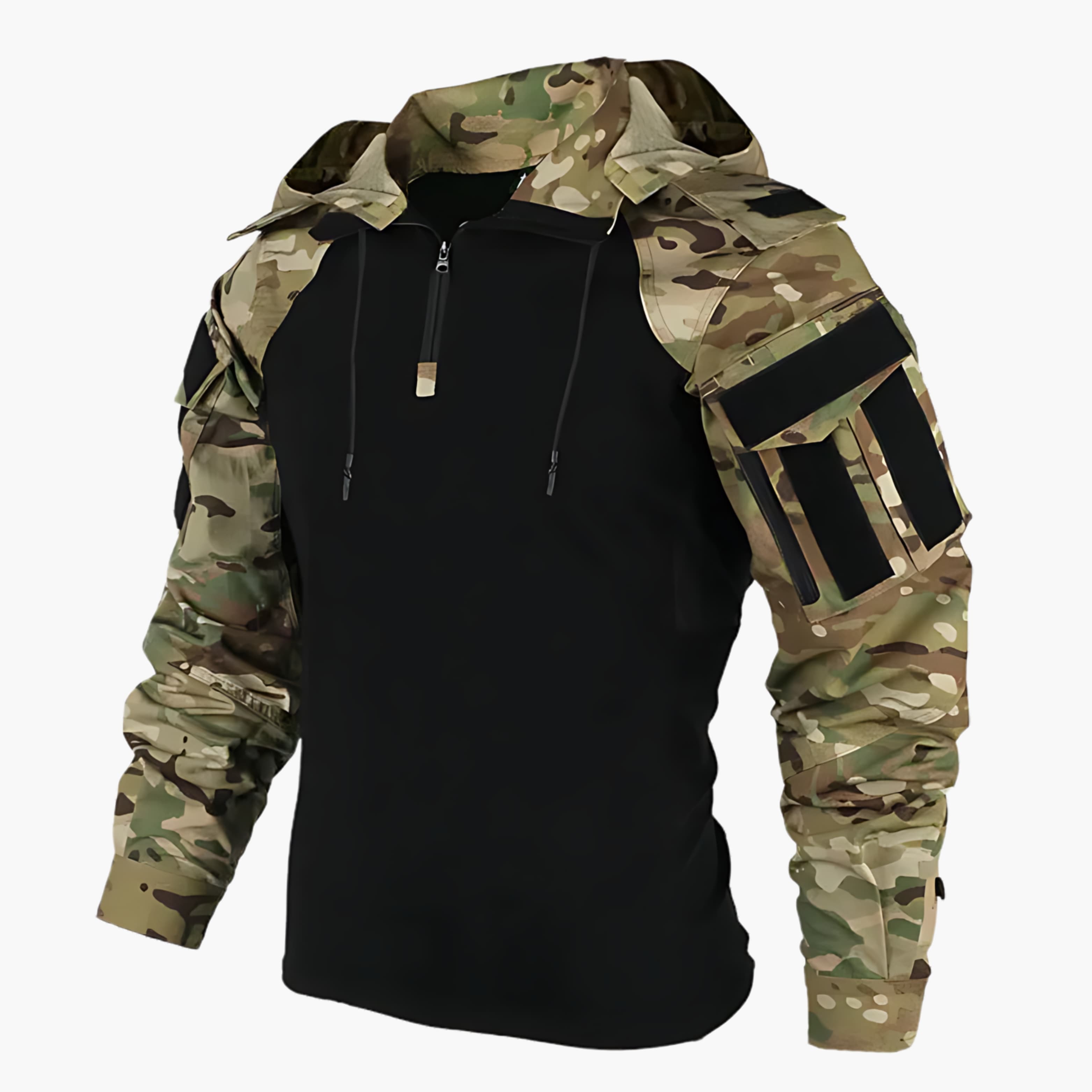 Tactical Jacket | Half Zip | Hooded | Military Jacket | Men's Clothing-Chaps of London-Camouflage-M-Chaps of London