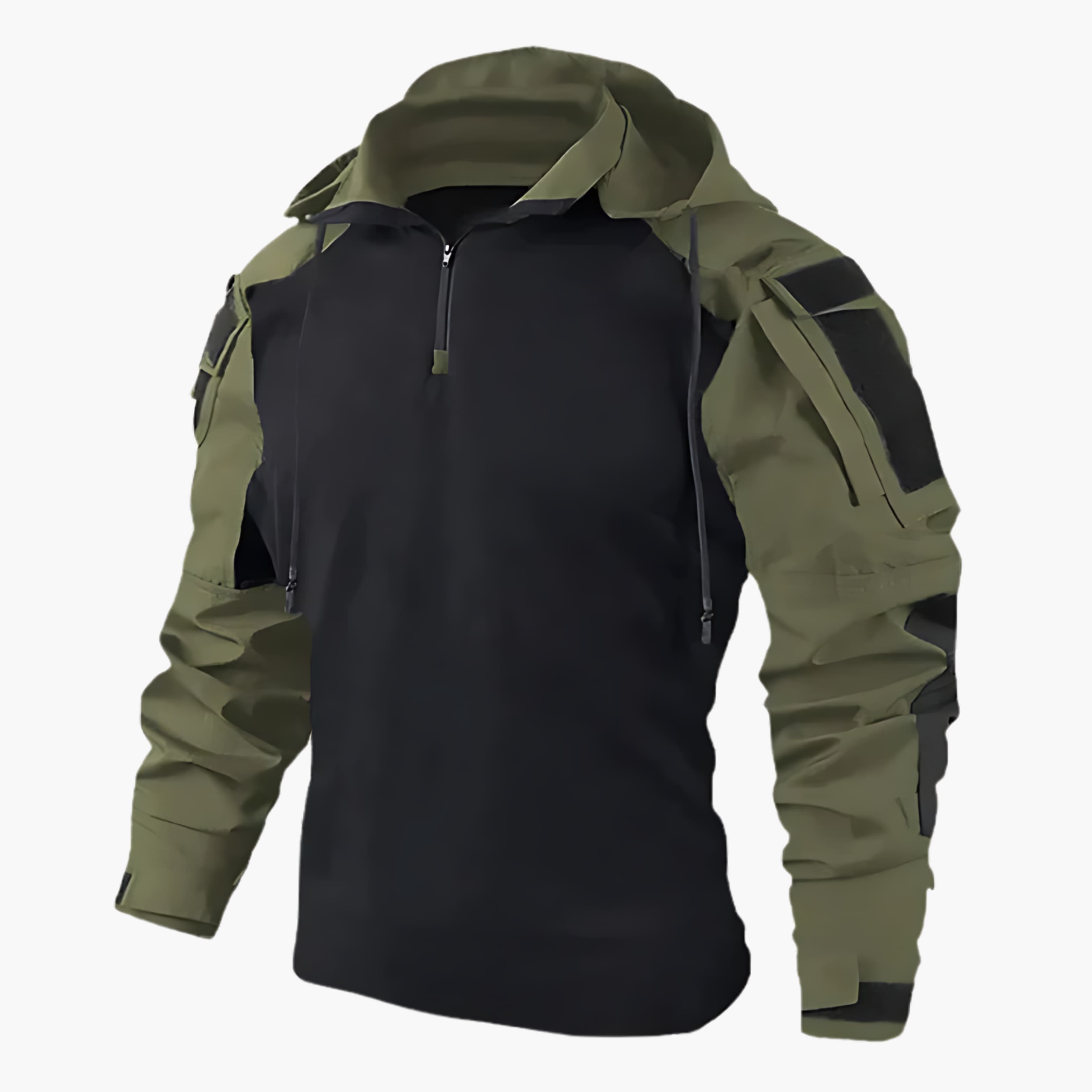 Tactical Jacket | Half Zip | Hooded | Military Jacket | Men's Clothing-Chaps of London-Dark Green-M-Chaps of London