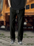 Track Pants | Drawstring | Leisure | Straight Leg Pants | Men's Trousers-Broek man-Chaps of London-Black-S-Chaps of London