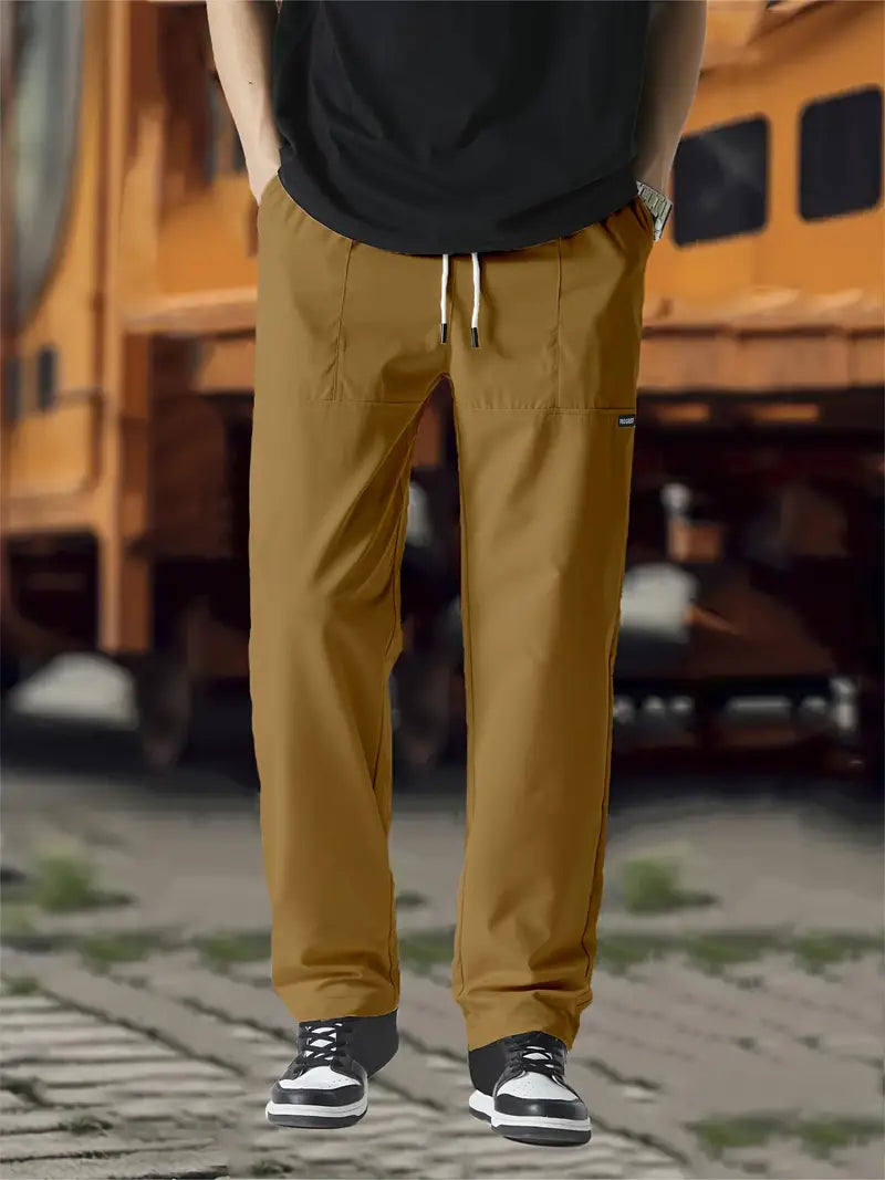 Track Pants | Drawstring | Leisure | Straight Leg Pants | Men's Trousers-Broek man-Chaps of London-Dark Khaki-S-Chaps of London