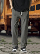 Track Pants | Drawstring | Leisure | Straight Leg Pants | Men's Trousers-Broek man-Chaps of London-Gray-S-Chaps of London