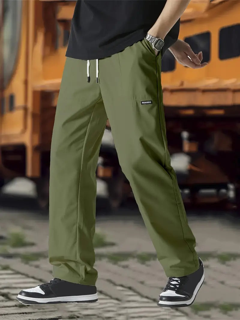 Track Pants | Drawstring | Leisure | Straight Leg Pants | Men's Trousers-Broek man-Chaps of London-Green-S-Chaps of London