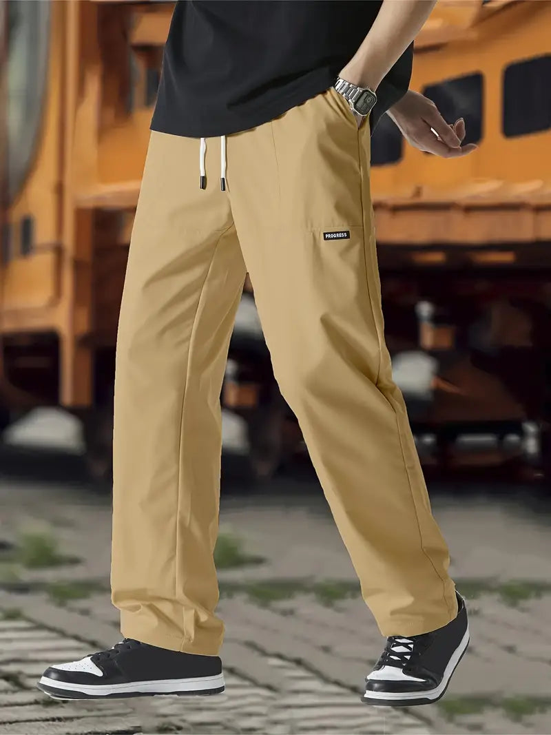 Track Pants | Drawstring | Leisure | Straight Leg Pants | Men's Trousers-Broek man-Chaps of London-Khaki-S-Chaps of London