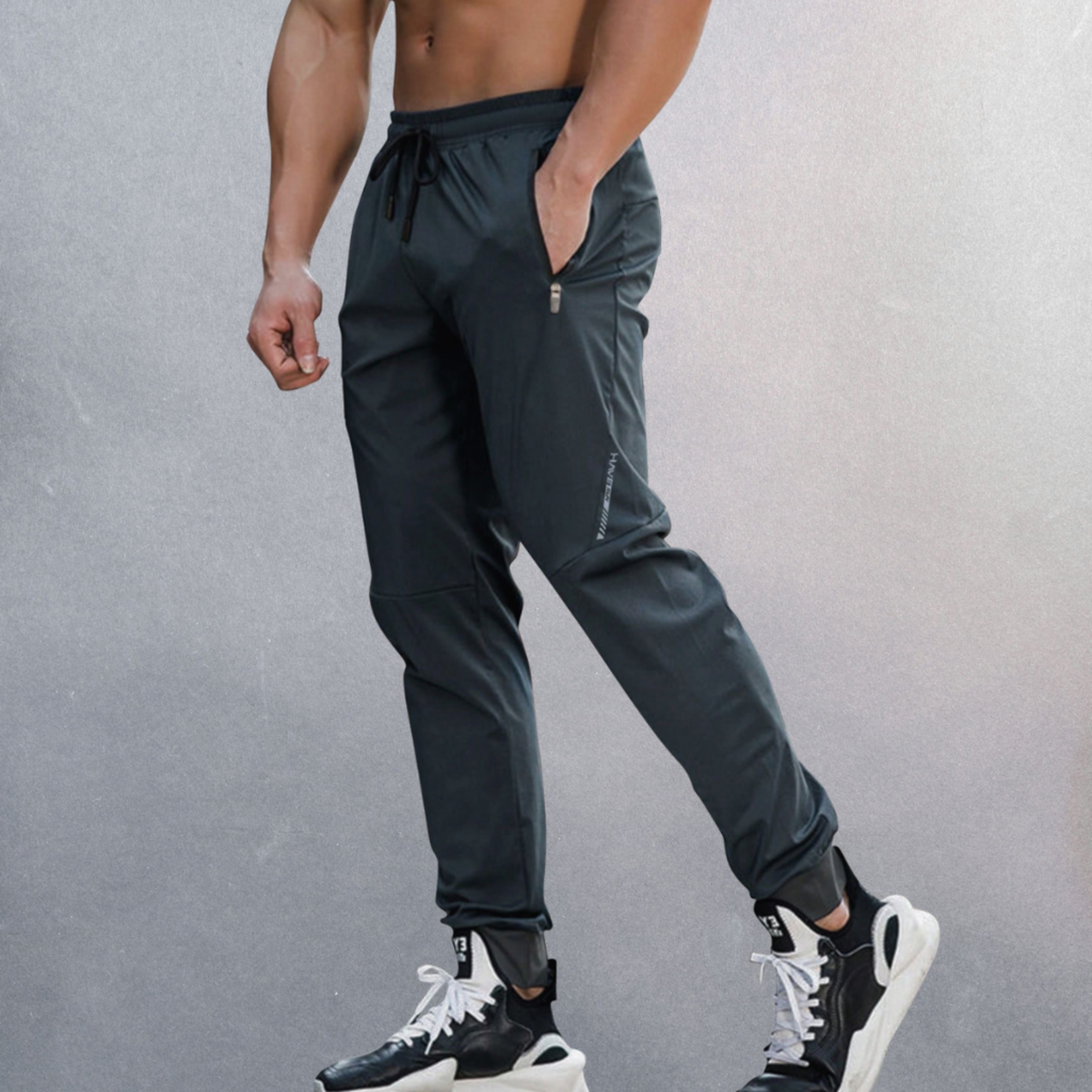 Track Pants - Drawstring - Lightweight - Joggers - Men's Activewear-Training Pants-Chaps of London-Gray-S-Chaps of London